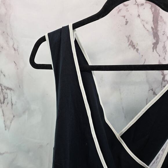 Maeve Dress Womens Large Black White Pinafore Tank Wrap Button Apron - Picture 2 of 14